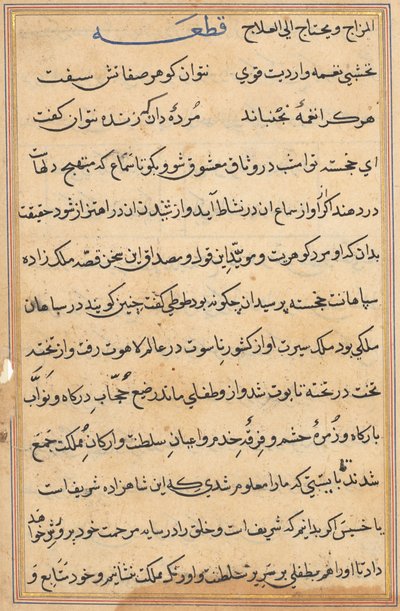 Pàgina de Tales of a Parrot Tuti-nama: pàgina de text, c. 1560. finlandès tekijältä Unbekannt