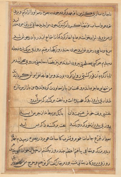 Sivu julkaisusta Tales of a Parrot Tuti-nama: tekstisivu, n. 1560. tekijältä Unbekannt