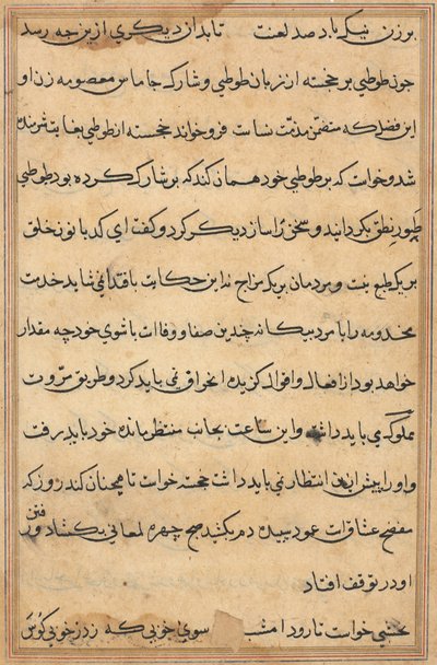 Sivu julkaisusta Tales of a Parrot Tuti-nama: tekstisivu, n. 1560. tekijältä Unbekannt