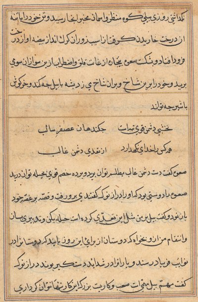 Sivu julkaisusta Tales of a Parrot Tuti-nama: tekstisivu, n. 1560. tekijältä Unbekannt