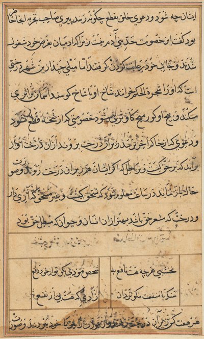Sivu julkaisusta Tales of a Parrot Tuti-nama: tekstisivu, n. 1560. tekijältä Unbekannt