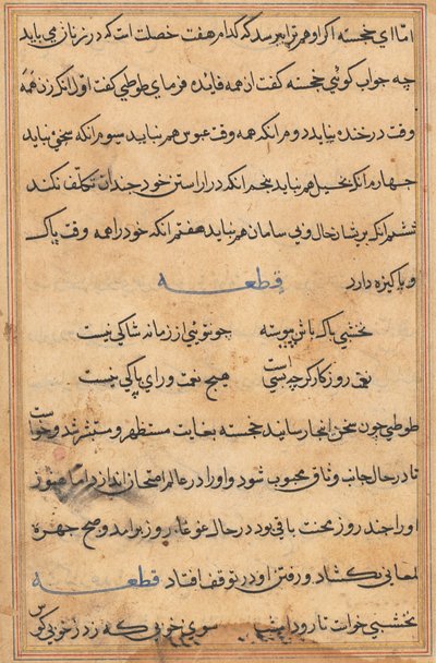 Sivu julkaisusta Tales of a Parrot Tuti-nama: tekstisivu, n. 1560. tekijältä Unbekannt