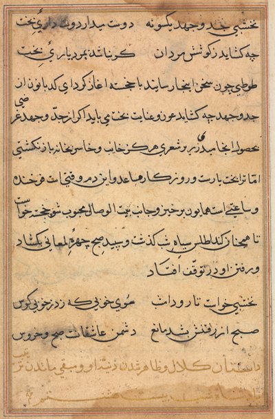 Sivu julkaisusta Tales of a Parrot Tuti-nama: tekstisivu, n. 1560. tekijältä Unbekannt
