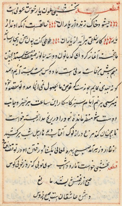 Sivu julkaisusta Tales of a Parrot Tuti-nama: tekstisivu, n. 1560. tekijältä Unbekannt