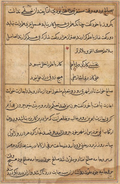 Sivu julkaisusta Tales of a Parrot Tuti-nama: tekstisivu, n. 1560. tekijältä Unbekannt