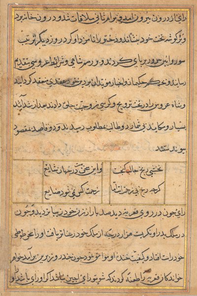 Sivu julkaisusta Tales of a Parrot Tuti-nama: tekstisivu, n. 1560. tekijältä Unbekannt