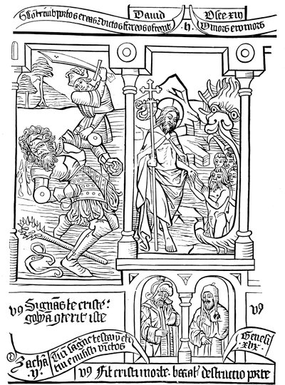 Biblia Pauperumin sivu Köyhien kansojen raamattu, 1400-luku tekijältä Unbekannt