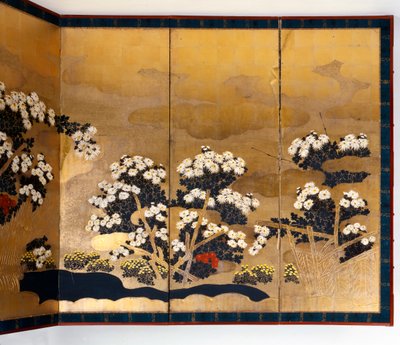 Seinäpari 6 paneelilla kultataustalla, Edo-kausi, japani, 1600-1867 tekijältä Unbekannt