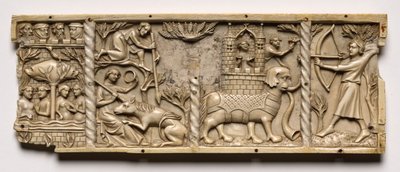 Arkun paneeli, jossa on kohtauksia hoviromaaneista, 1330-1350 tai uudempi. tekijältä Unbekannt