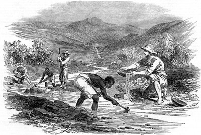 Kullanhuuhdonta Kalifornian kultakuumeen aikana 1849 tekijältä Unbekannt