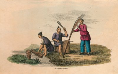 Paperinvalmistus Kiinassa, AD 105, c1850 tekijältä Unbekannt