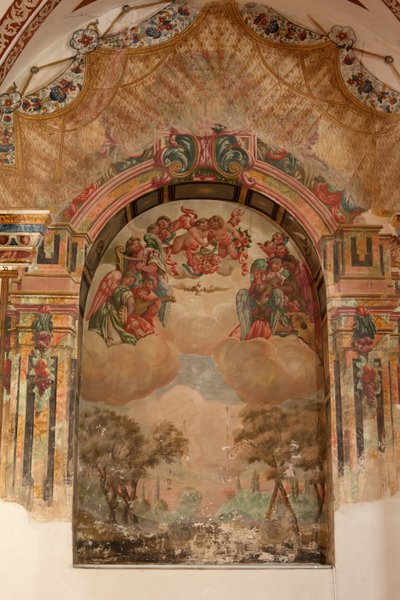 Seurakuntakirkko (Iglesia de San Agustín). Sisustus. Kappeli. Seinämaalauksia. Zurbaranin koulu. Kappeli. Barokki. 17. vuosisata. tekijältä Unbekannt