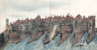 Osa Old London Bridgeä, c1600 tekijältä Unbekannt