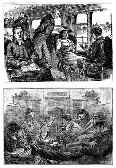 Matkustajat Lontoosta Glasgowiin junassa, 1884 tekijältä Unbekannt