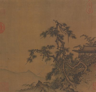 Paviljonki kukkulan rinteellä, Ming-dynastia, 1400-luku. tekijältä Unbekannt