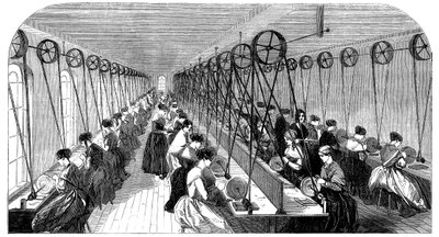 Kynän hiomahuone, Hanks, Wells & Cosin tehdas, Birmingham, West Midlands, 1851 tekijältä Unbekannt