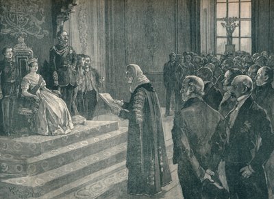 Isänmaallisen puheen esittäminen kuningattarelle Krimin sodan aattona, 1854 1906 tekijältä Unbekannt