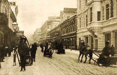 Petrovka Street talvella, Moskova, Venäjä, 1912 tekijältä Unbekannt