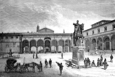 Piazza ja Santissima Annunziatan kirkko, Firenze, Italia, 1882 tekijältä Unbekannt