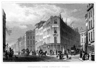 Piccadilly, Coventry Street, Westminster, Lontoo, 1800-luku tekijältä Unbekannt