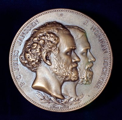 Pierre Janssen ja Joseph Norman Lockyer, ranskalaiset ja englantilaiset tähtitieteilijät, 1868 tekijältä Unbekannt