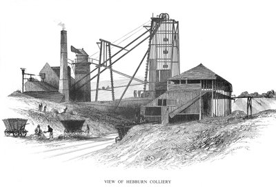 Pithead Hebburn Collieryssä, Newcastle-upon-Tynen alueella, 1860 tekijältä Unbekannt