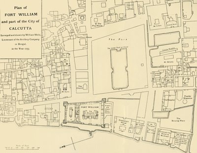 Fort Williamin suunnitelma ja osa Kalkutan kaupunkia, 1925. tekijältä Unbekannt