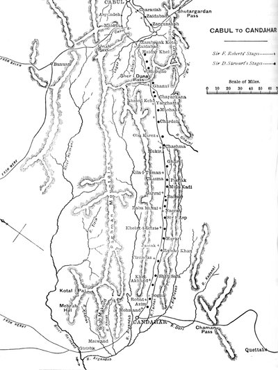 Kenraali Robertsin marssin suunnitelma Kabulista Kandahariin, n. 1880 tekijältä Unbekannt