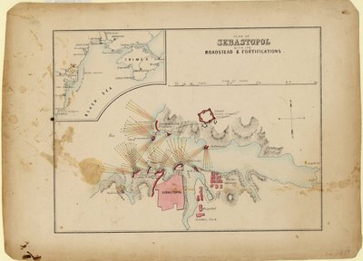 Sevastopolin suunnitelma reidineen ja linnoituksineen, n. 1858 tekijältä Unbekannt