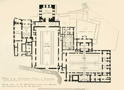 Granadan Alhambran palatsin suunnitelma, 1800-luku, 1907. tekijältä Unbekannt