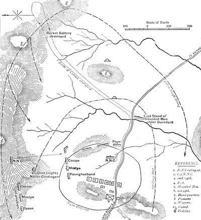 Isandhlwanan taistelun suunnitelma, 22. tammikuuta 1879, c1880 tekijältä Unbekannt