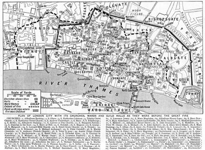 Lontoon Cityn suunnitelma kirkot, seurakunnat ja kiltasalit, 1926-1927 tekijältä Unbekannt