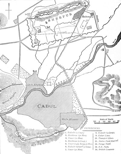 Sherpur Cantonmentsin suunnitelma, n. 1880 tekijältä Unbekannt
