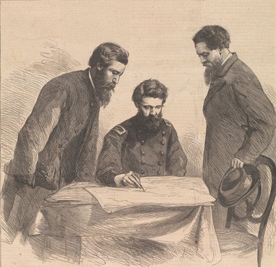 Suunnittelee Boothin ja Haroldin vangitsemista, 1865. tekijältä Unbekannt