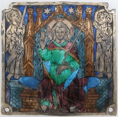 Plakki Kristuksen kanssa Majesteetissa, Katalonia, 1300-luku. tekijältä Unbekannt