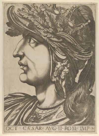 Levy 2: Octavianus profiilissa vasemmalla, teoksesta "Kaksitoista keisaria", 1610-40, 1610-40. tekijältä Unbekannt