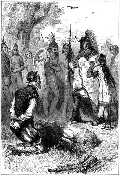 Pocahontas pelasti kapteeni Smithin hengen, 1607 c1880 tekijältä Unbekannt