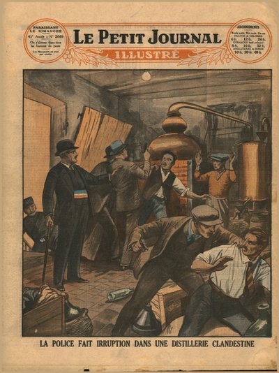 Poliisi ratsii laittomaan tislaamoon, 1930. tekijältä Unbekannt