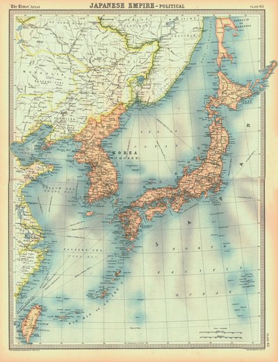 Japanin valtakunnan poliittinen kartta, 1900-luvun alku tekijältä Unbekannt