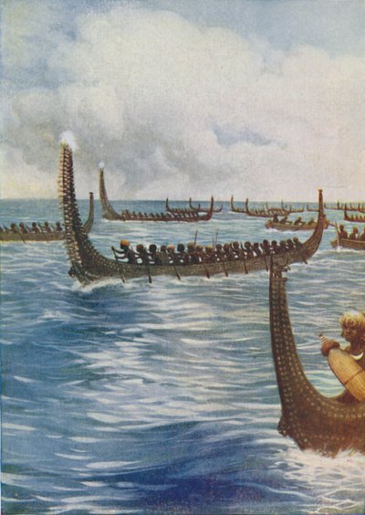 Polynesian sodan kanootit, 1924 tekijältä Unbekannt