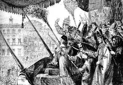 Paavi Leo X julistaa Martin Lutherin harhaoppiseksi, Rooma, 1521 1909 tekijältä Unbekannt