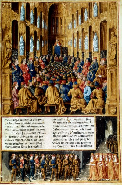 Paavi Urbanus II puheenjohtajana Clermontin kirkolliskokouksessa, Ranskassa, 1095 c1490 tekijältä Unbekannt