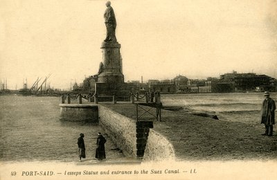 Port sanoi. - Lesseps-patsas ja sisäänkäynti Suezin kanavalle - LL., c1918-c1939. tekijältä Unbekannt