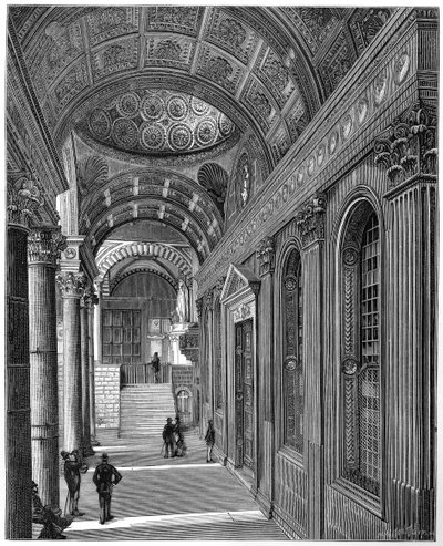 Pazzi-kappelin portico, Santa Crocen basilikan luostari, Firenze, 1882 tekijältä Unbekannt