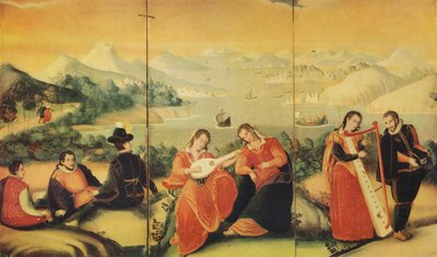 Osa japanilaisesta taitettavasta näytöstä Keicho-ajalta, c1600, 1936 tekijältä Unbekannt