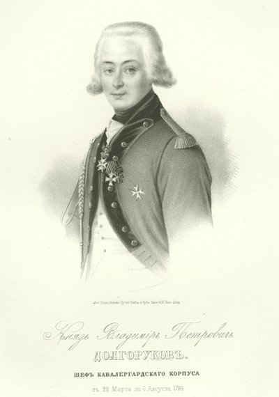 Kreivi Vladimir Petrovitš Dolgorukovin muotokuva 1773-1817 tekijältä Unbekannt