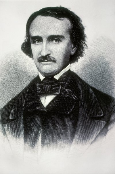 Muotokuva Edgar Allan Poesta (1809-1849), yhdysvaltalaisesta kirjailijasta. Kaiverrus 1800-luvulta. tekijältä Unbekannt