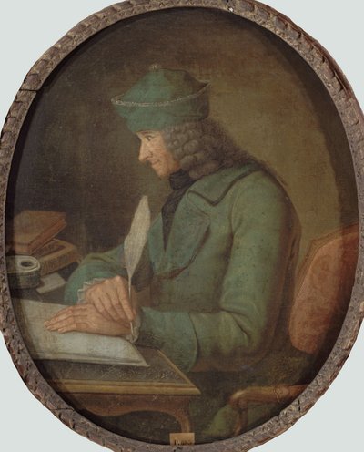 Francois Marie Arouet de Voltairen muotokuva 1694-1778 työhuoneessa, 1700-luvun 2. puolisko. tekijältä Unbekannt