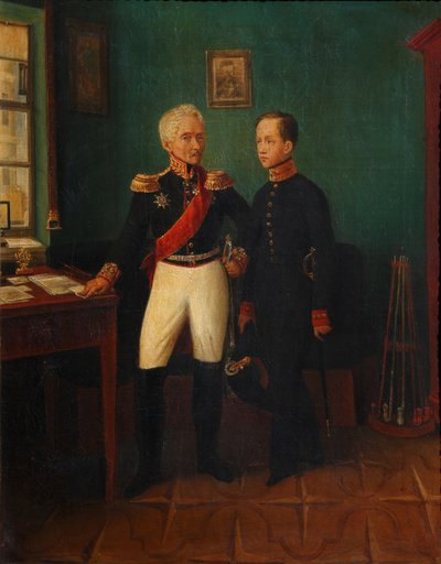 Kenraali Fjodor Grigorjevitš Friedrich August Goldgeuerin muotokuva 1771-1848 pojan Mihailin kanssa tekijältä Unbekannt