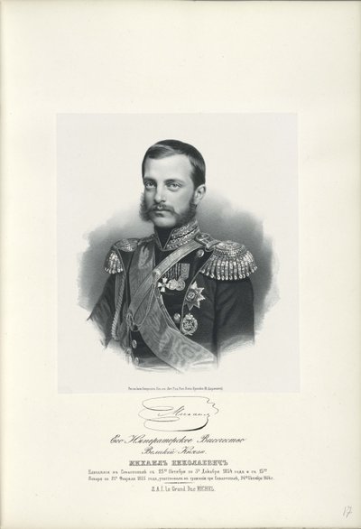 Venäjän suurherttua Mikael Nikolajevitšin muotokuva 1832-1909, 1858 tekijältä Unbekannt